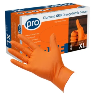 Orange Nitrile Gloves Diamond Grip
