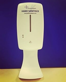 TOUCH FREE DISPENSER, GEL WHITE WITH DRIP TRAY